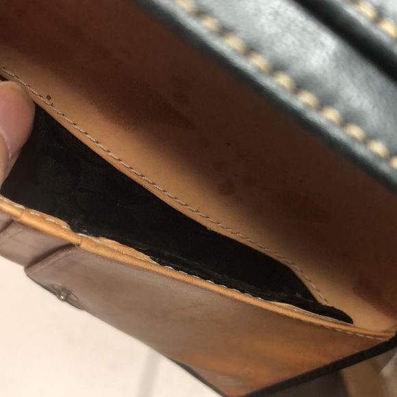 🌺 COACH BIFOLD BLACK LEATHER BUCKLE WALLET - Picture 6 of 10